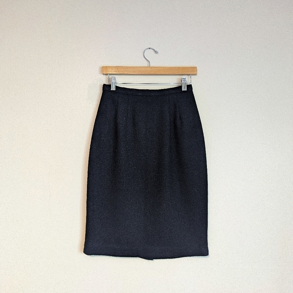 Vintage Anne Klein II Black 100% Wool Skirt